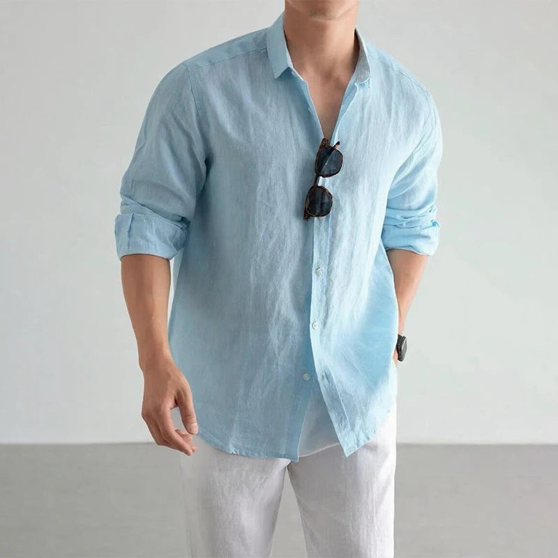 Men's Relaxed Linen Shirt — Long Sleeve