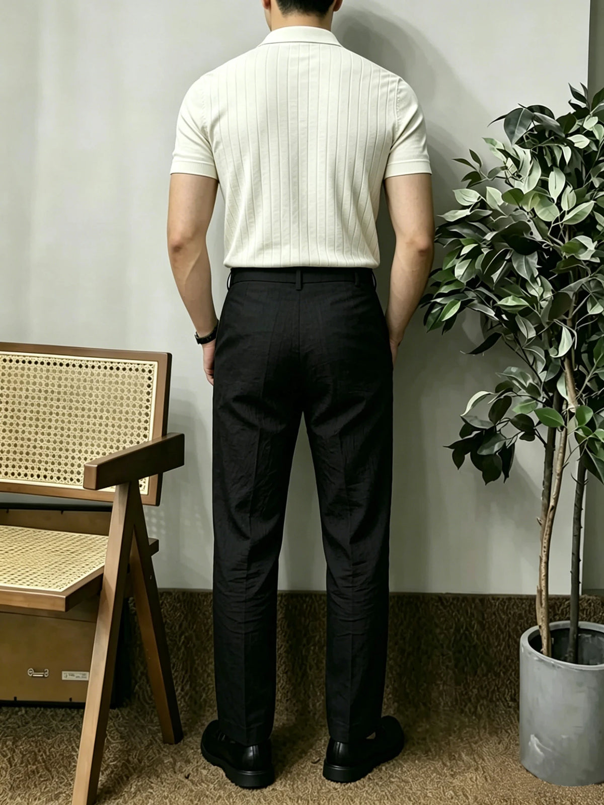 Men's Draped Linen Trousers — Straight Leg
