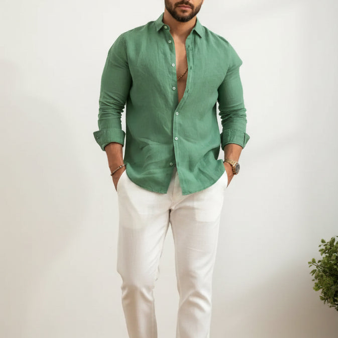 Men's Cotton Linen Shirt — Long Sleeve