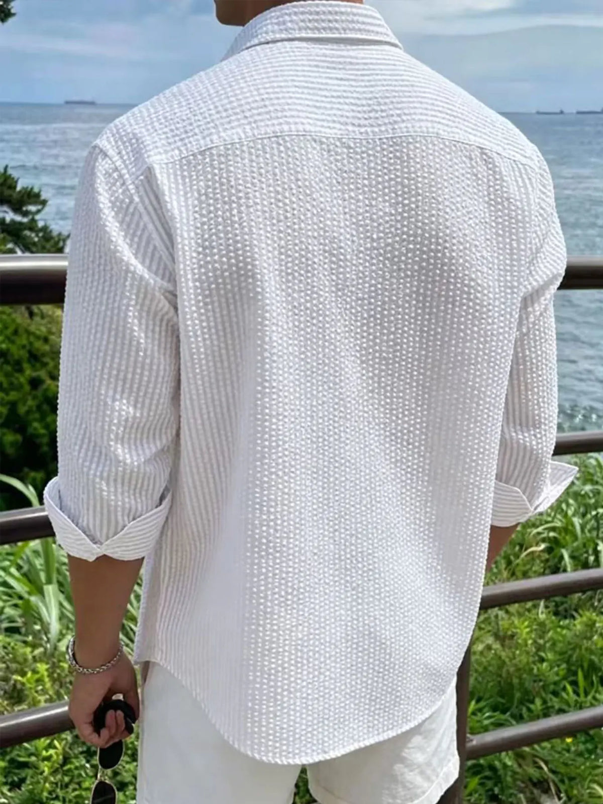 Men's Striped Long Sleeve Shirt — Loose Fit