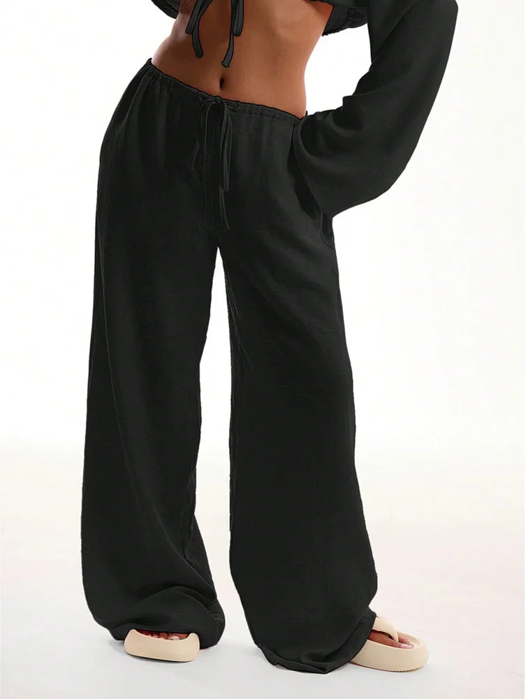 Women's Linen Baggy Pants — High Waist