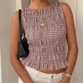 Women's Gingham Sleeveless Tank Top