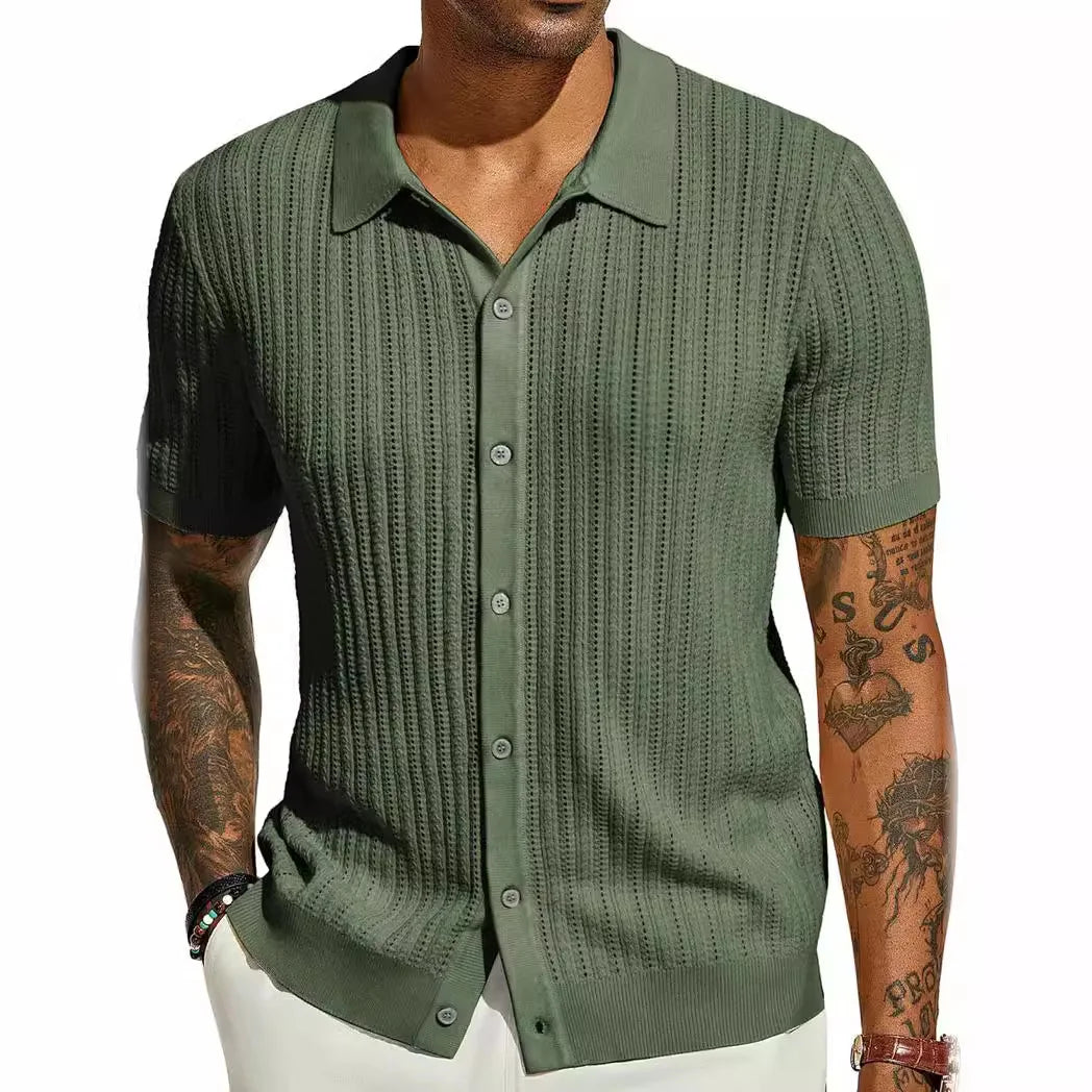 Men's Cool Knit Lapel Shirt — Short Sleeve