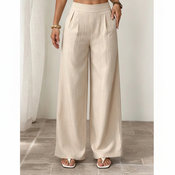 Women's Textured Wide Leg Pants — High Waist