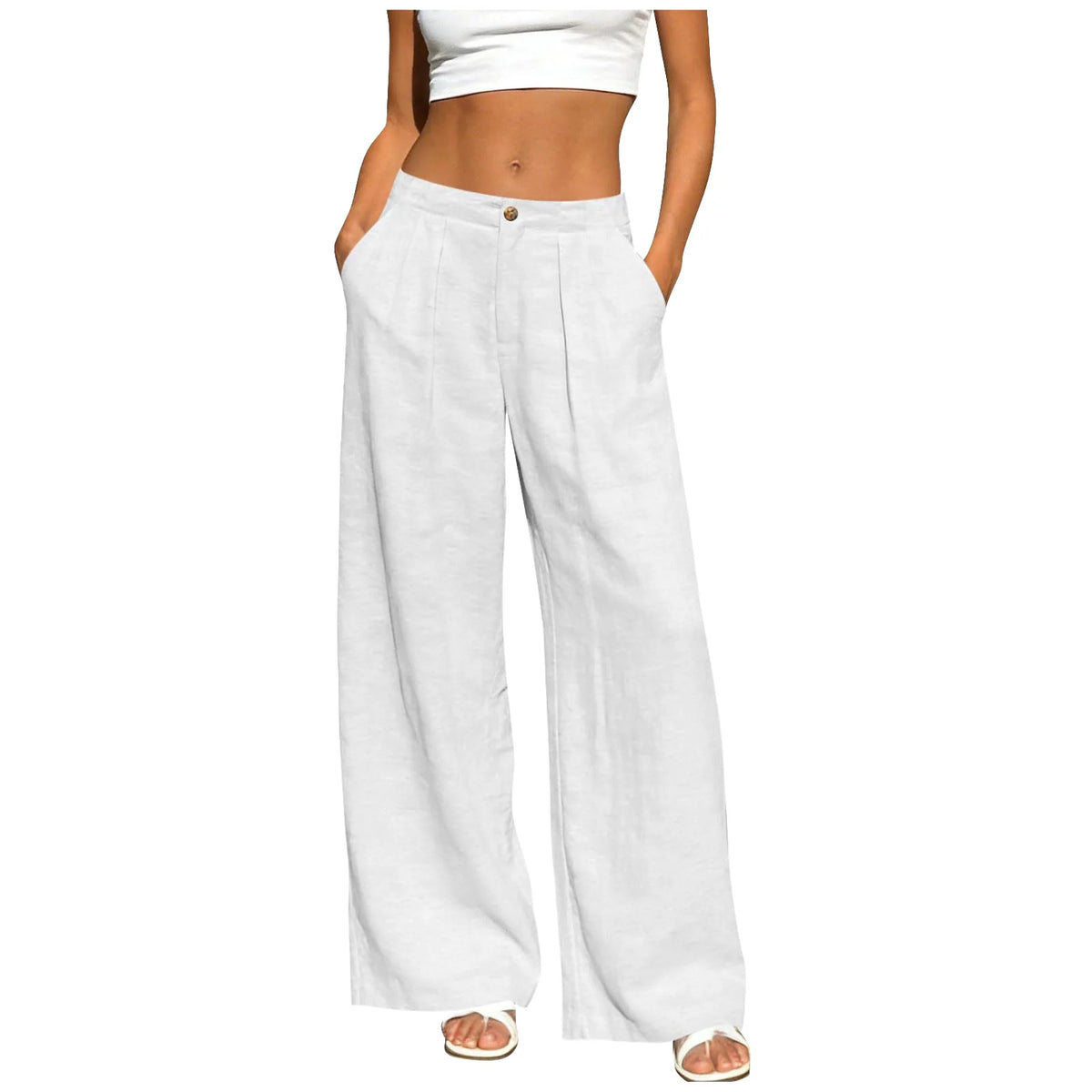 Women's Linen Palazzo Pants — Wide Leg