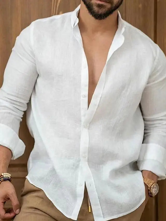Men's Cotton Linen Shirt — Long Sleeve