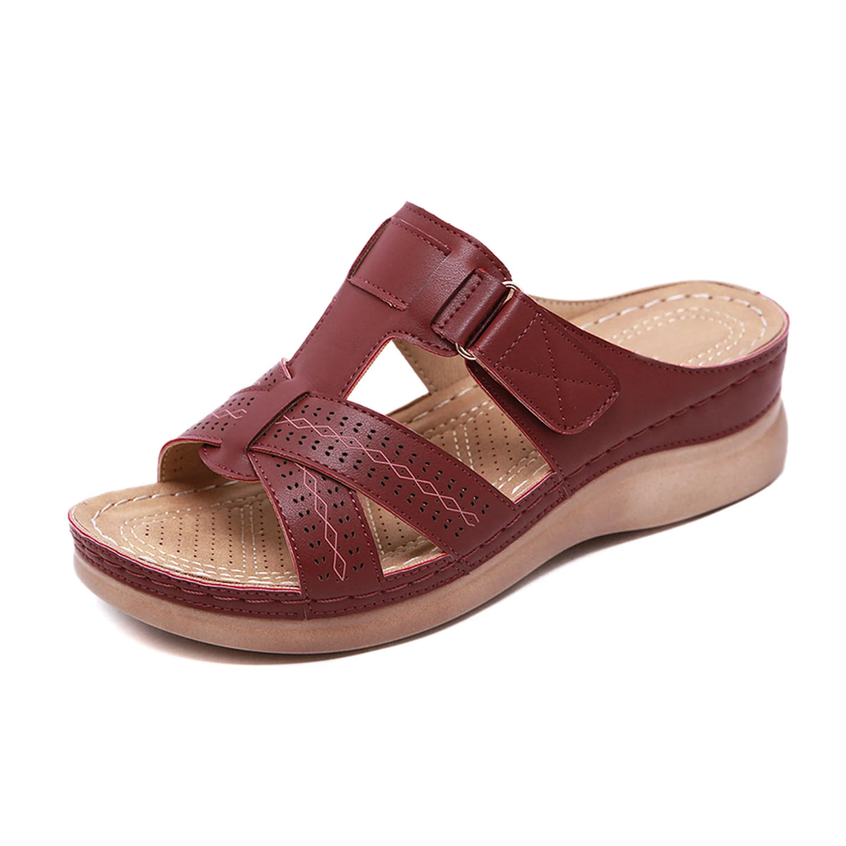 Women's Comfort Wedge Sandals — Toe Post Cross Strap